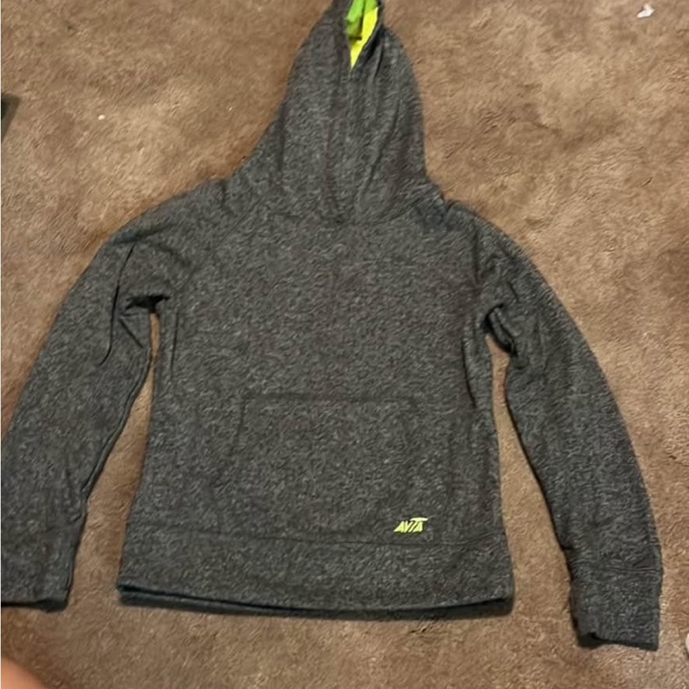 Boys Avia Gray Hoodie with Neon Accents Sz L 10/12